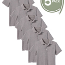 Heather Gray (5-Pack) 14 5-Pack School Uniform Tagless Polo Tshirt for Little Boys & Big Boys